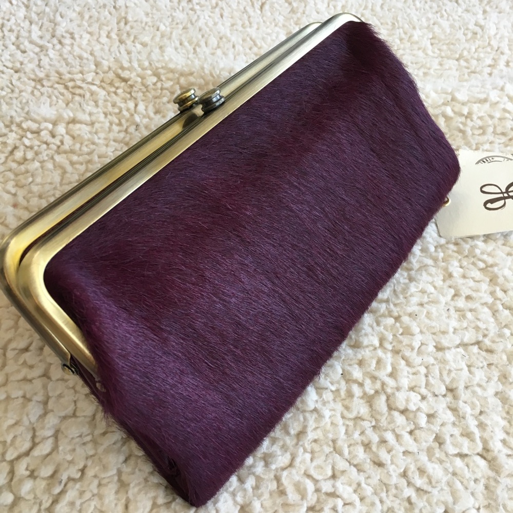 NWT HOBO Lauren Calf Hair Leather Wallet - Picture 1 of 8